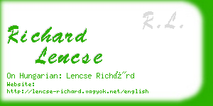 richard lencse business card